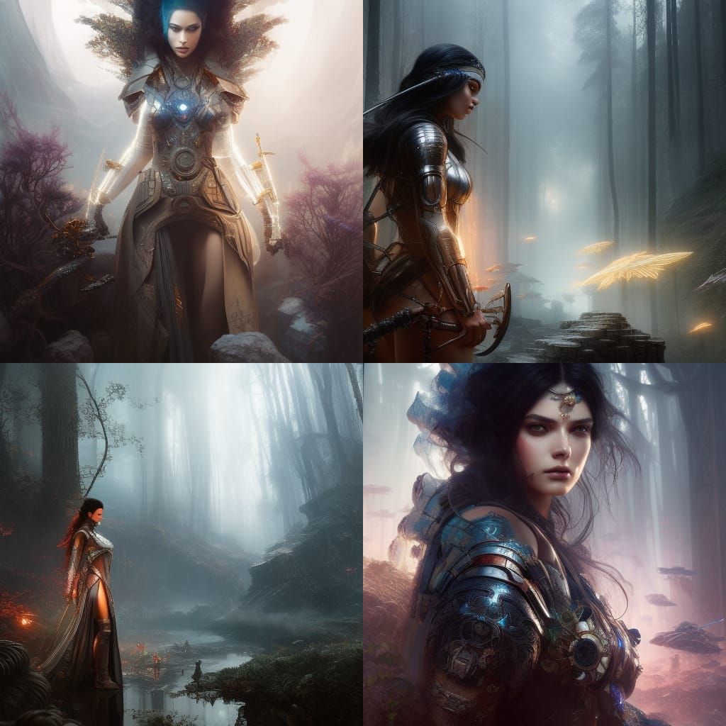 Cyborg Exiting Crystal Cave: Hyperrealistic Digital Art