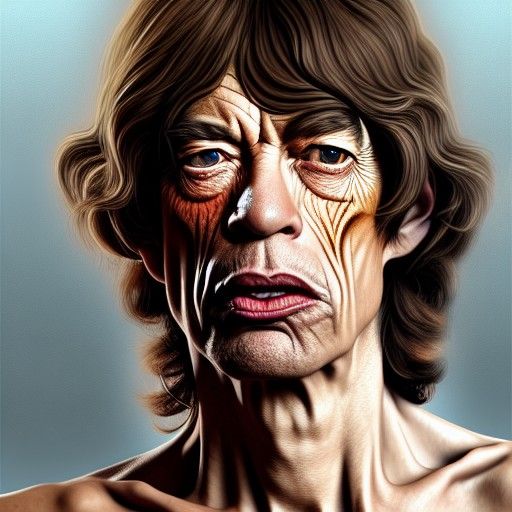 Realistic Portrait of Mick Jagger in Digital Art Style