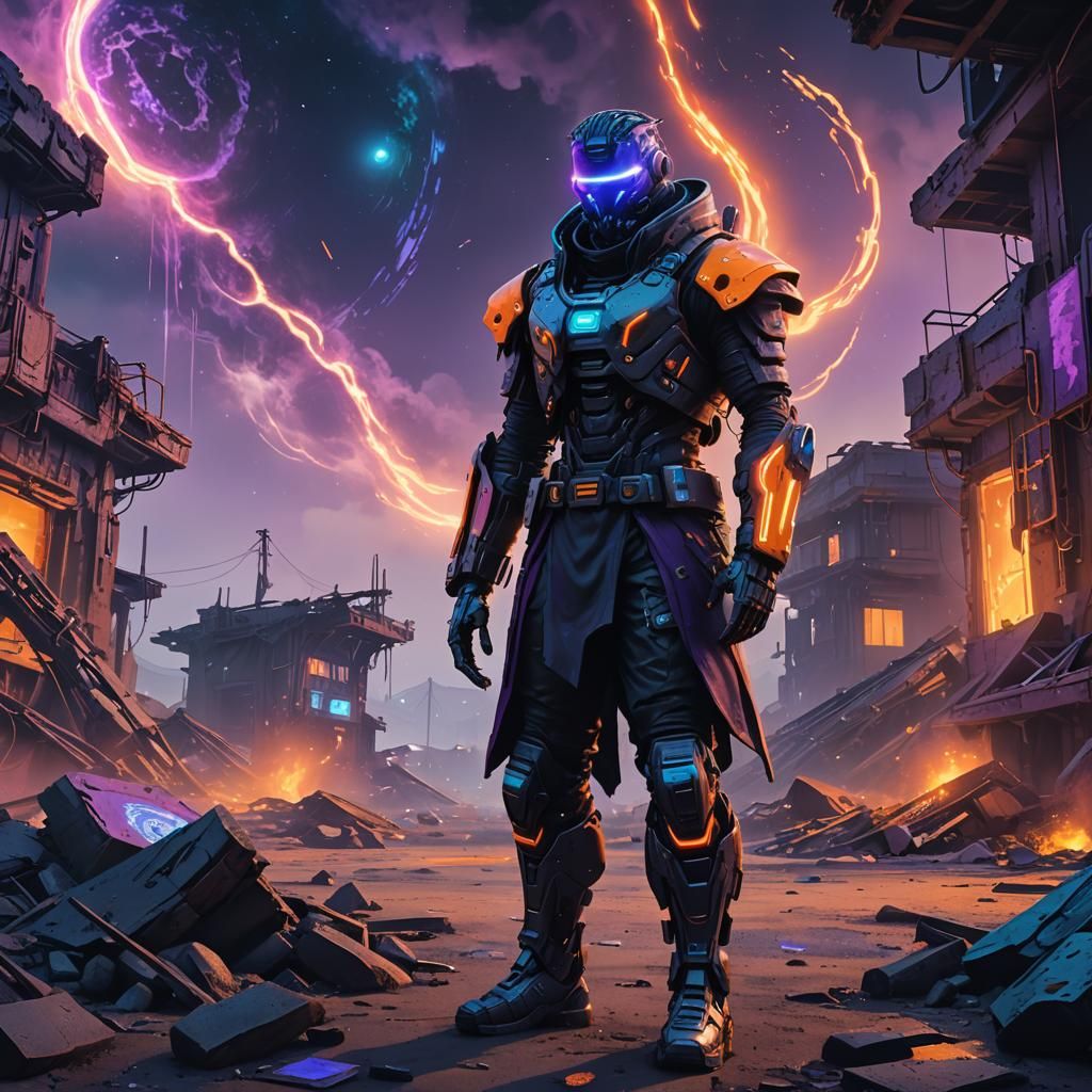 Ethereal Spirit in Cyberpunk Nuketown Ruins