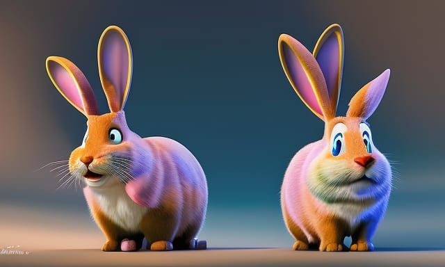 Playful Rabbit Caricature in Cartoon Style
