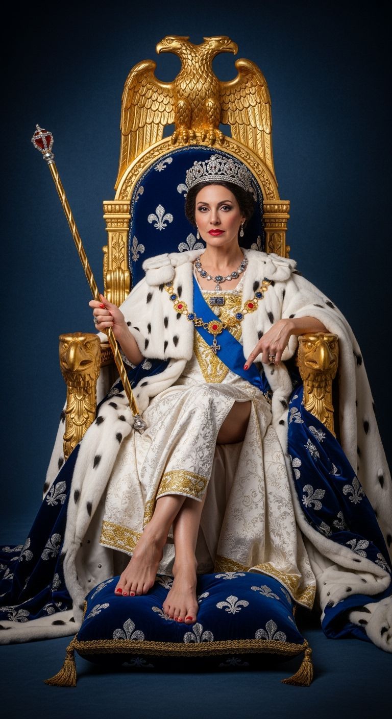 French Empress on Golden Eagle Throne, Professional Photogra...