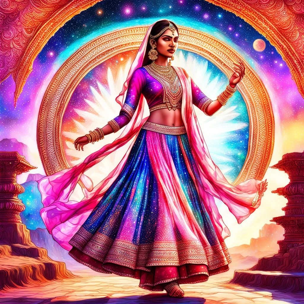 Gulabi Sharara Dances in Rajasthan: Holographic Illustration