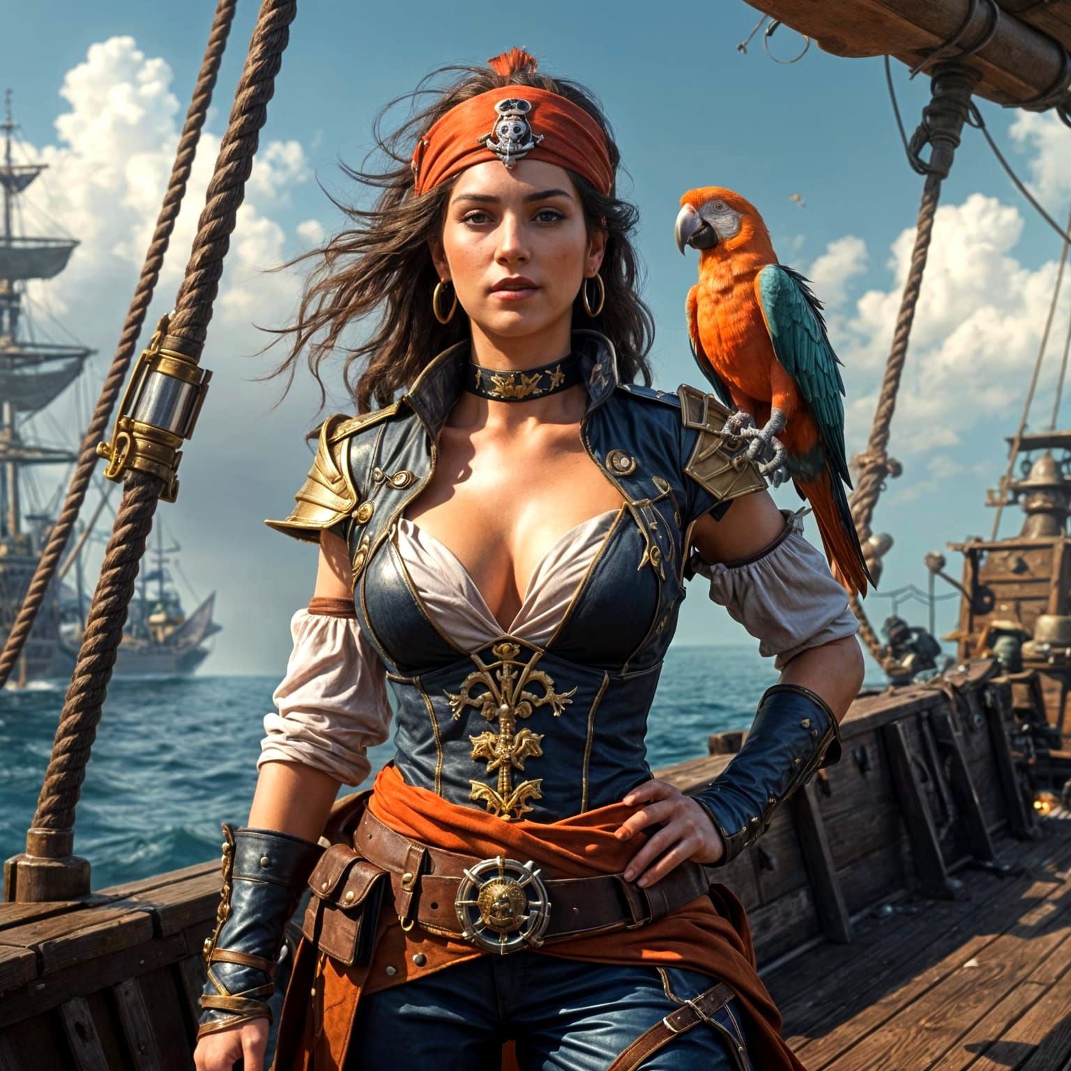 Warhammer 40k Pirate Captain with Cutlass and Parrot