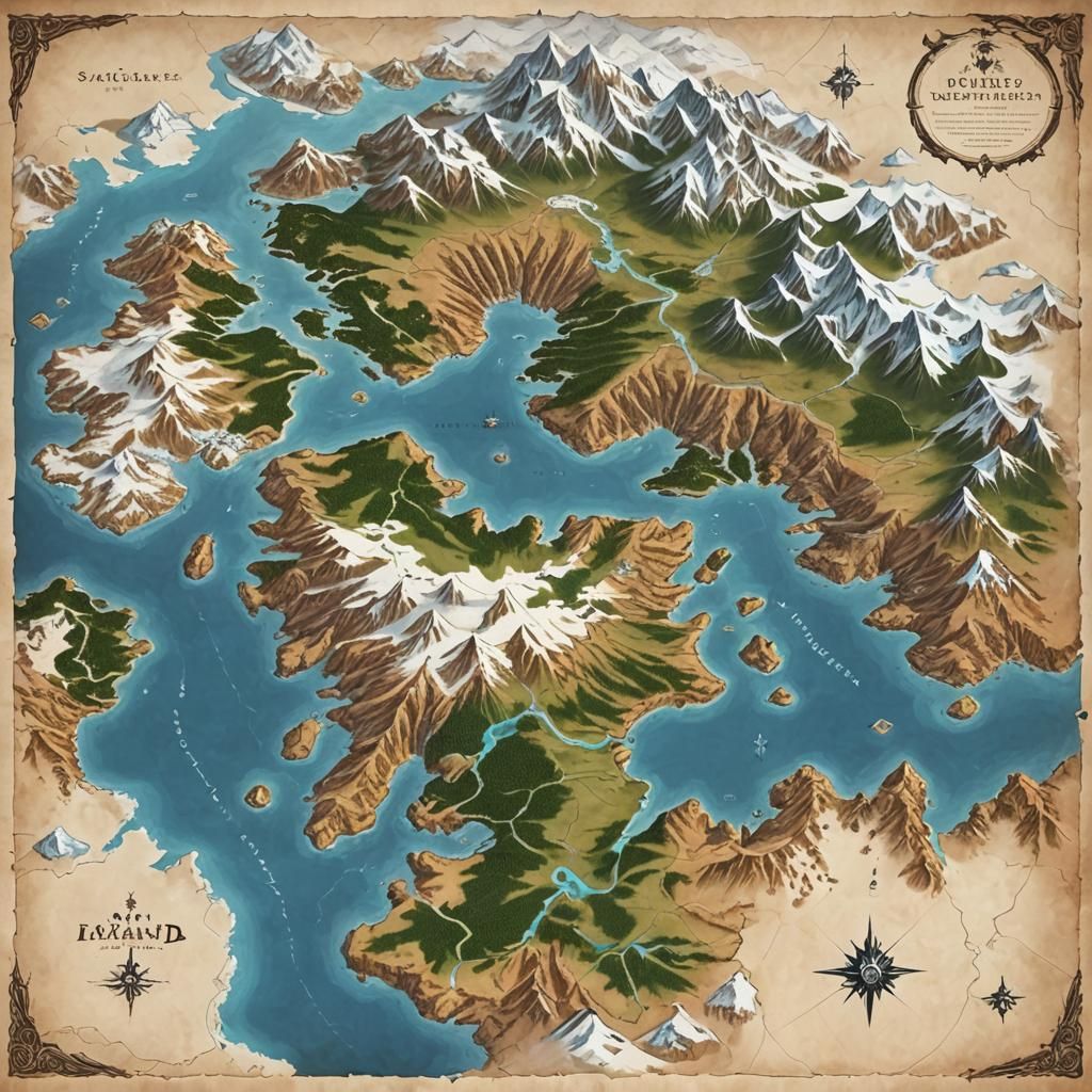 Island World Game Map in 3D Cinematic Style