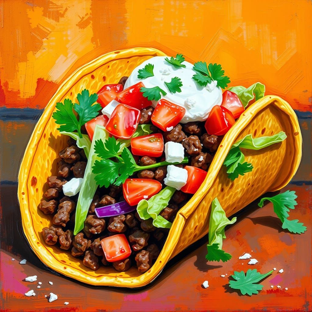 Vibrant Mexican Taco Scene in Colorful Style