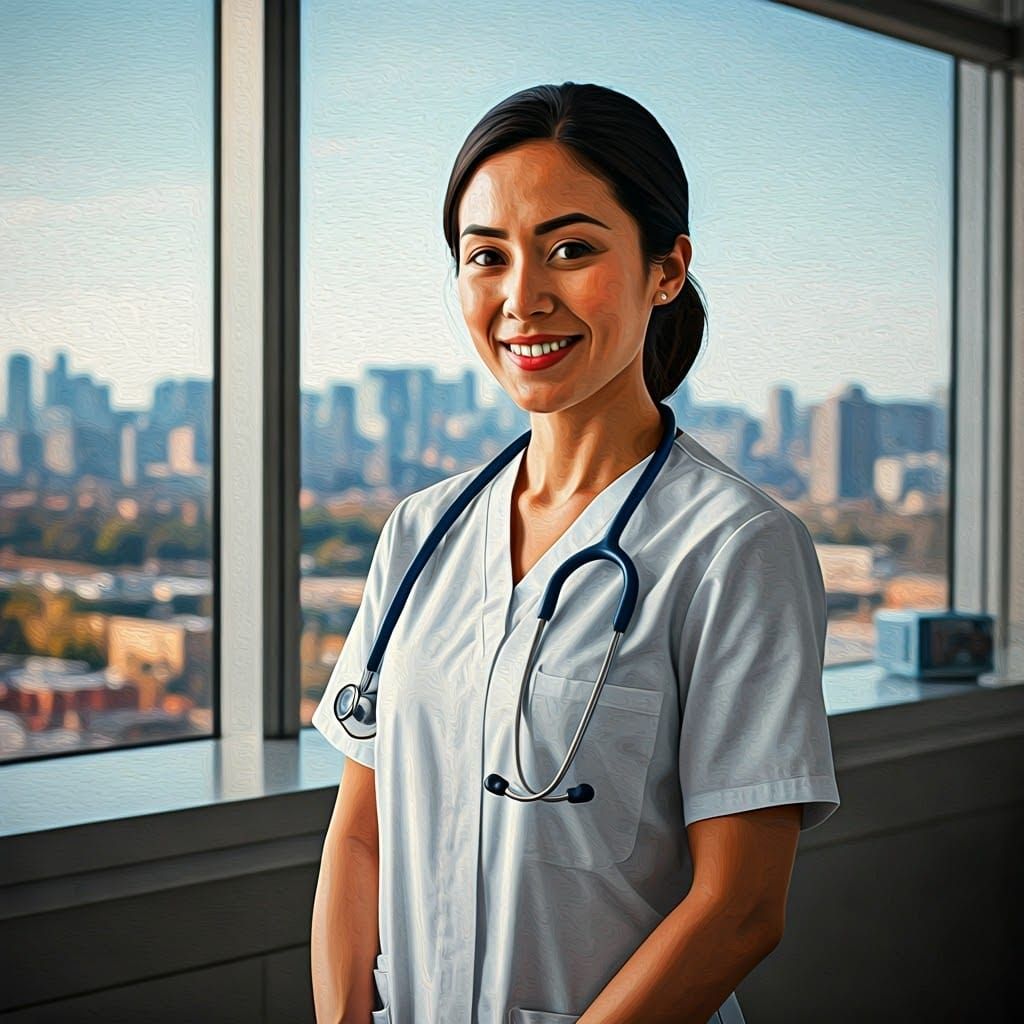 Warm Clinic Nurse in Modern Medical Facility