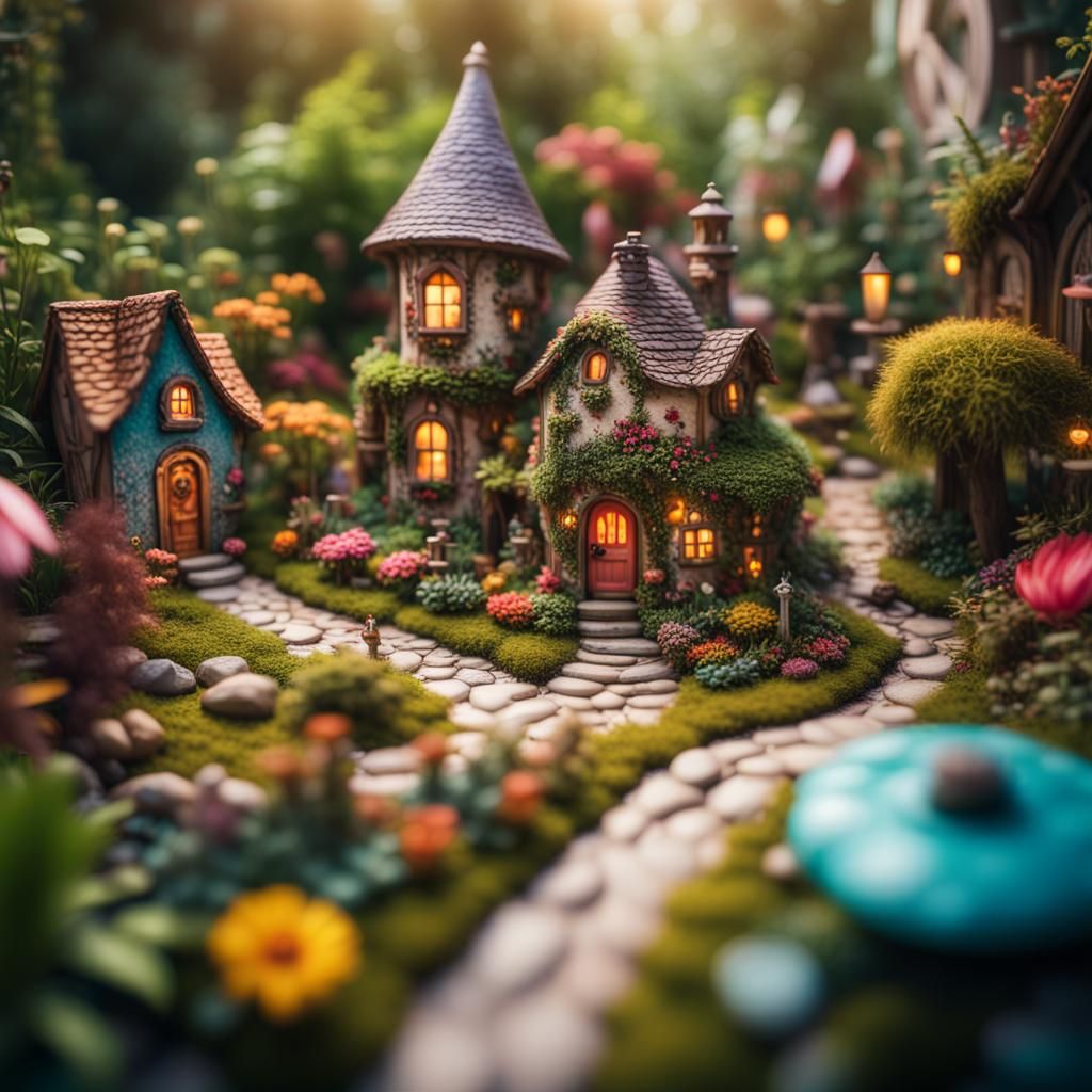 Whimsical Fairy Garden in Tilt-Shift Style