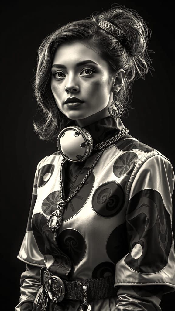 Woman in Neon Clothing: Hyperrealistic Digital Portrait