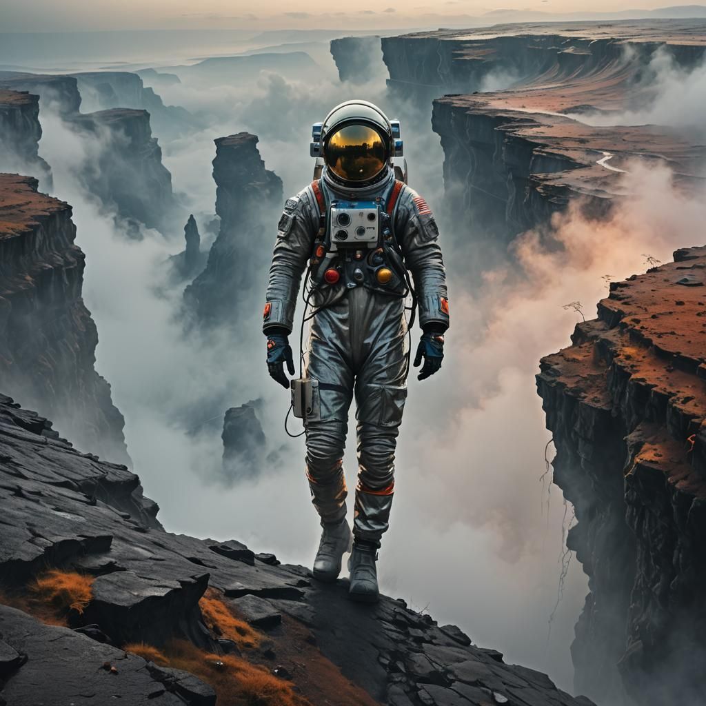 Astronaut on Venus in Sci-Fi Style