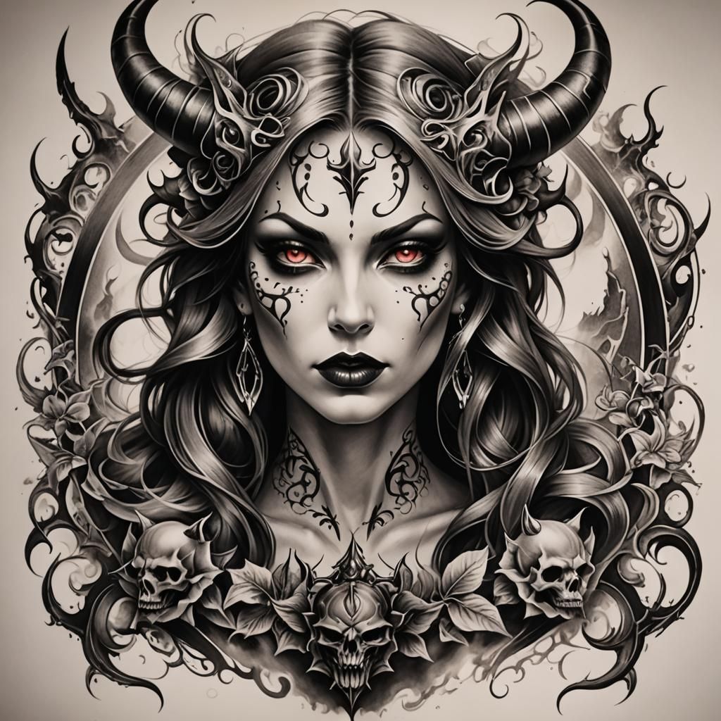 Demoness Tattoo Design: Breathtaking Art