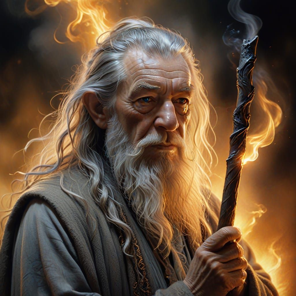 Gandalf the Grey Portrait in Oil Painting Style