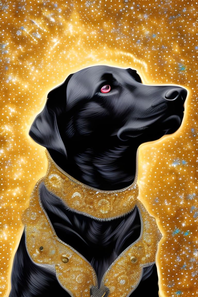 Glittering Labrador Retriever Portrait in Fractal Art Style