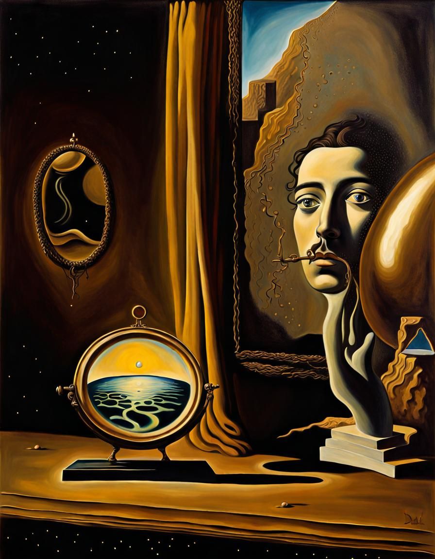 Nebra Star Disc in Surrealist Melting Oil Painting