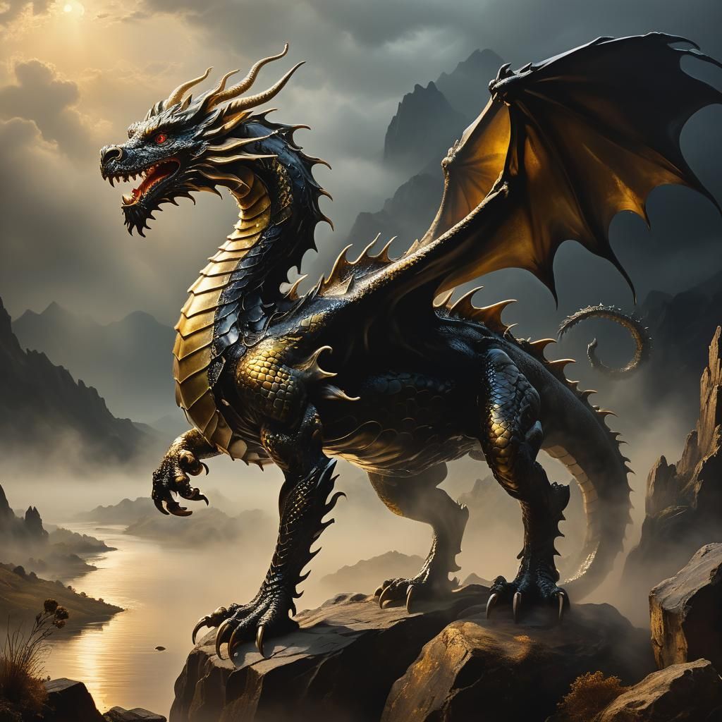 Enameled Glass Dragon in the Style of Caravaggio