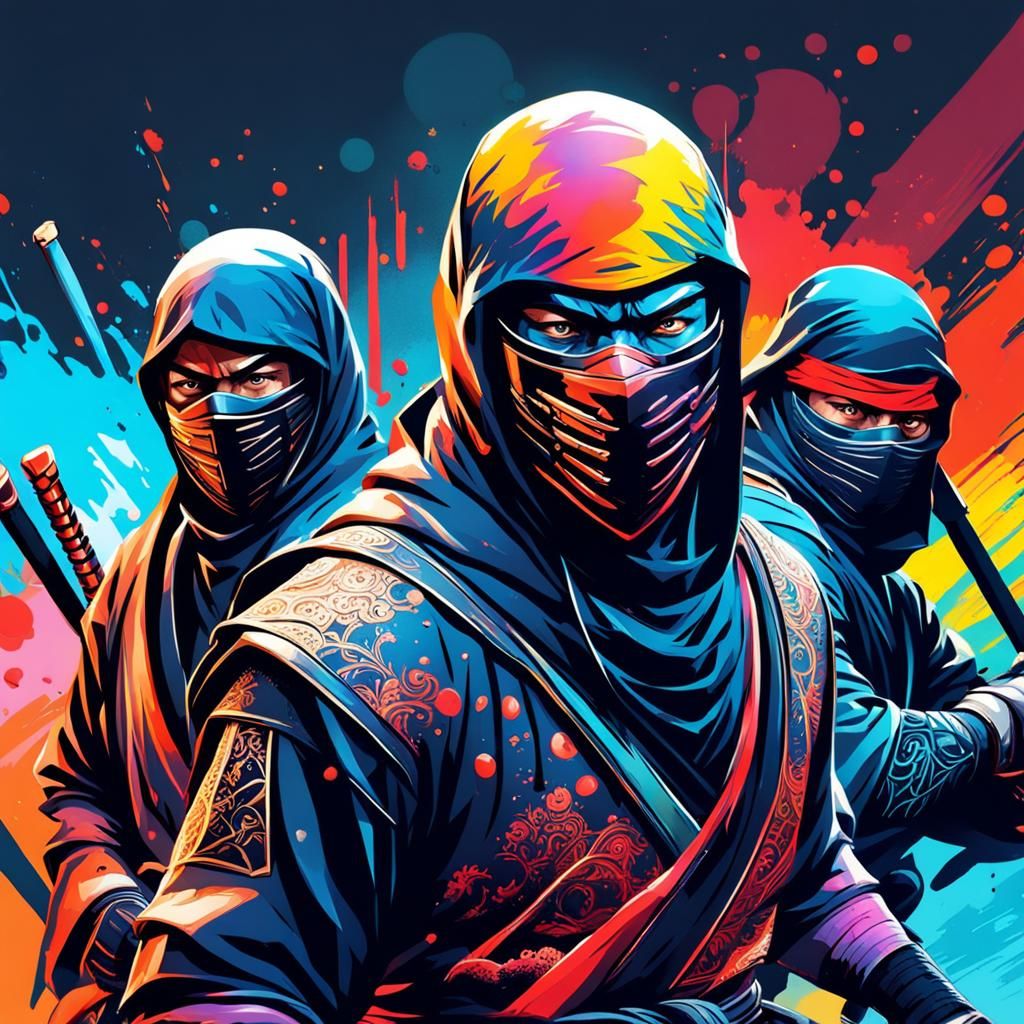Hyperrealistic Ninja Splash Art: Detailed Concept