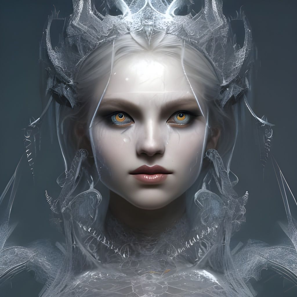 Moonlit Ice Queen Portrait in Dark Fantasy Style