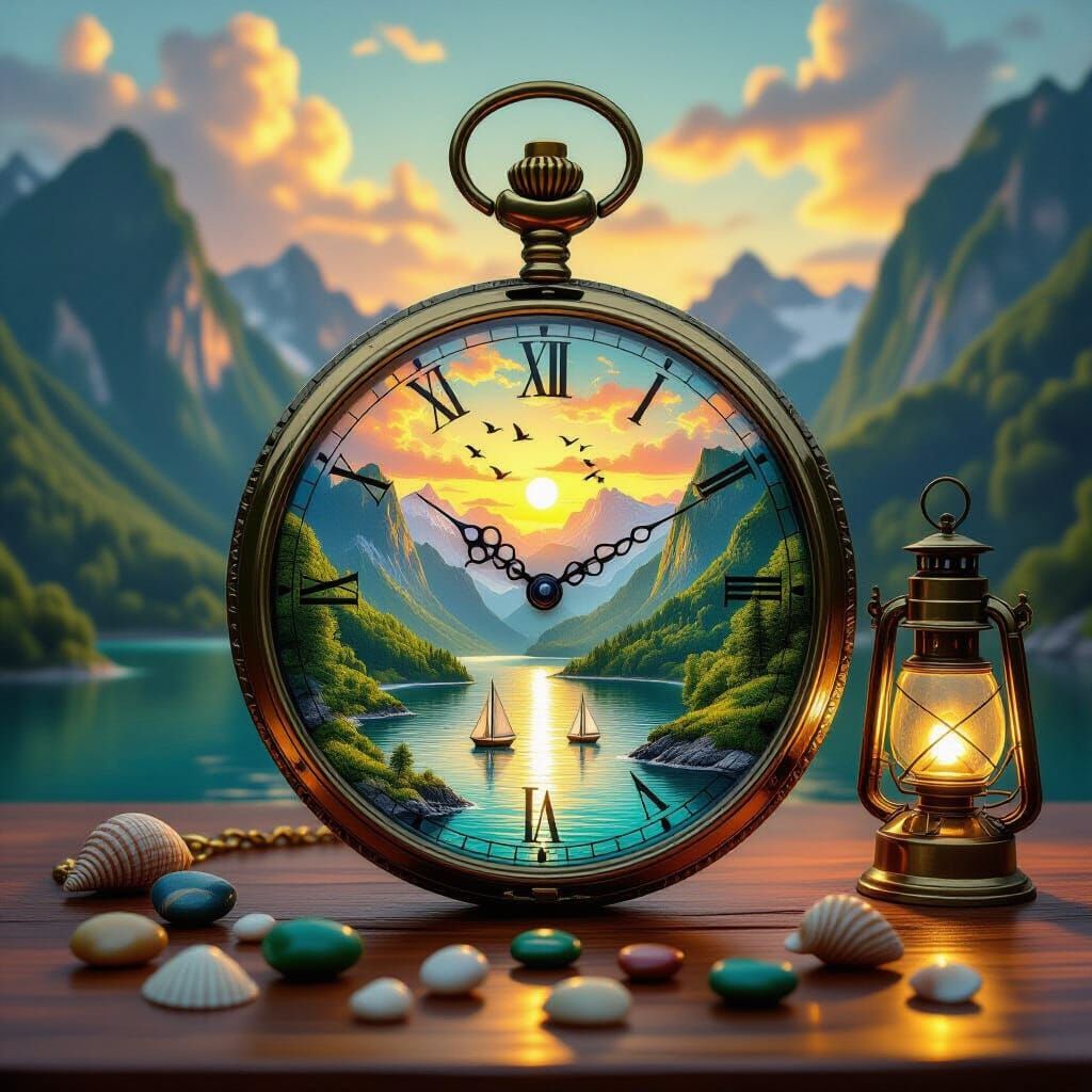Surreal Pocket Watch Reveals Miniature World with Emerald La...