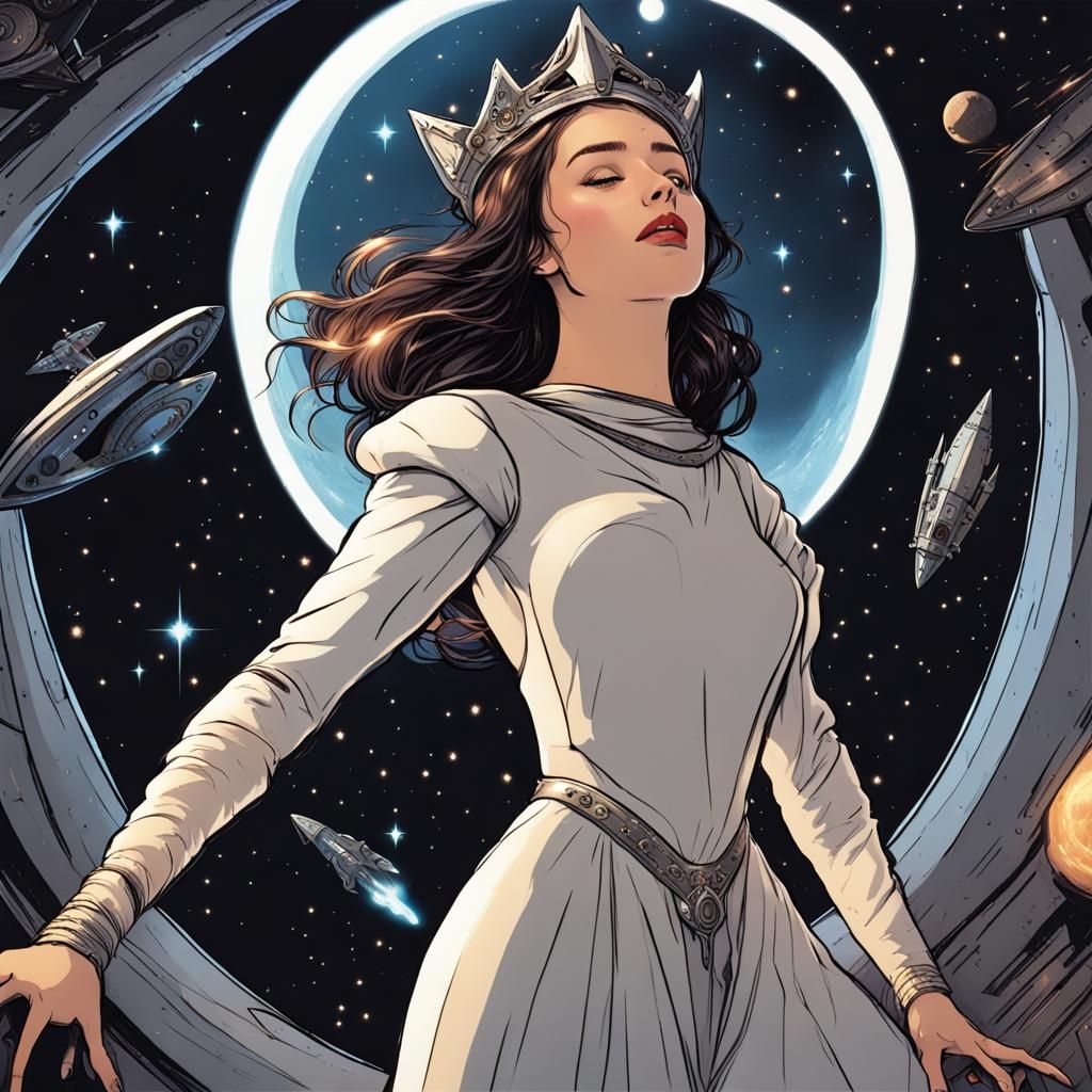 Medieval Princess in Black Hole, Sci-Fi Art