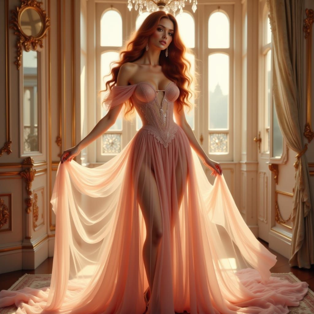 Elegant Model in Couture Gown on Vogue Cover