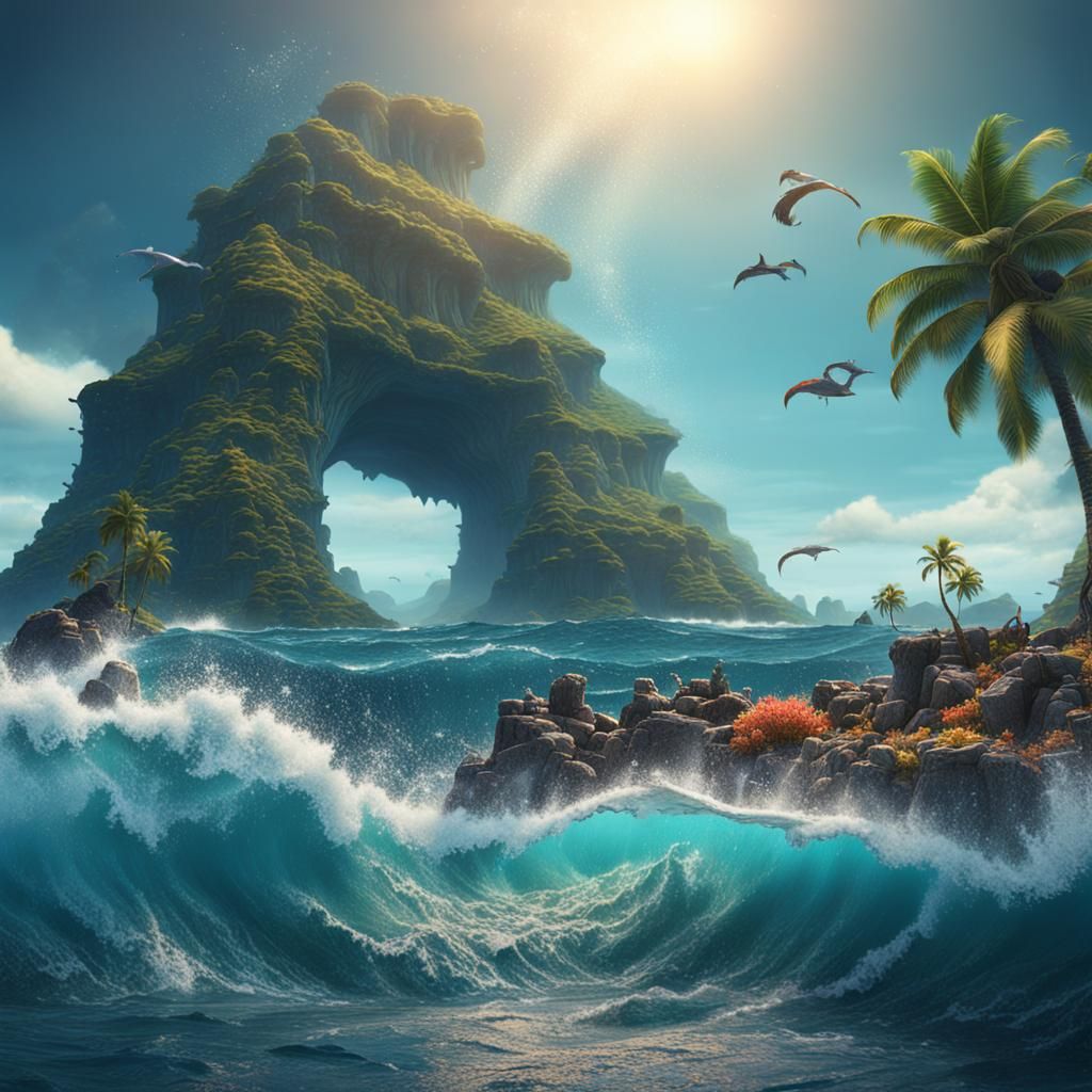 Kanaloa in Hawaii Ocean: Detailed Matte Painting