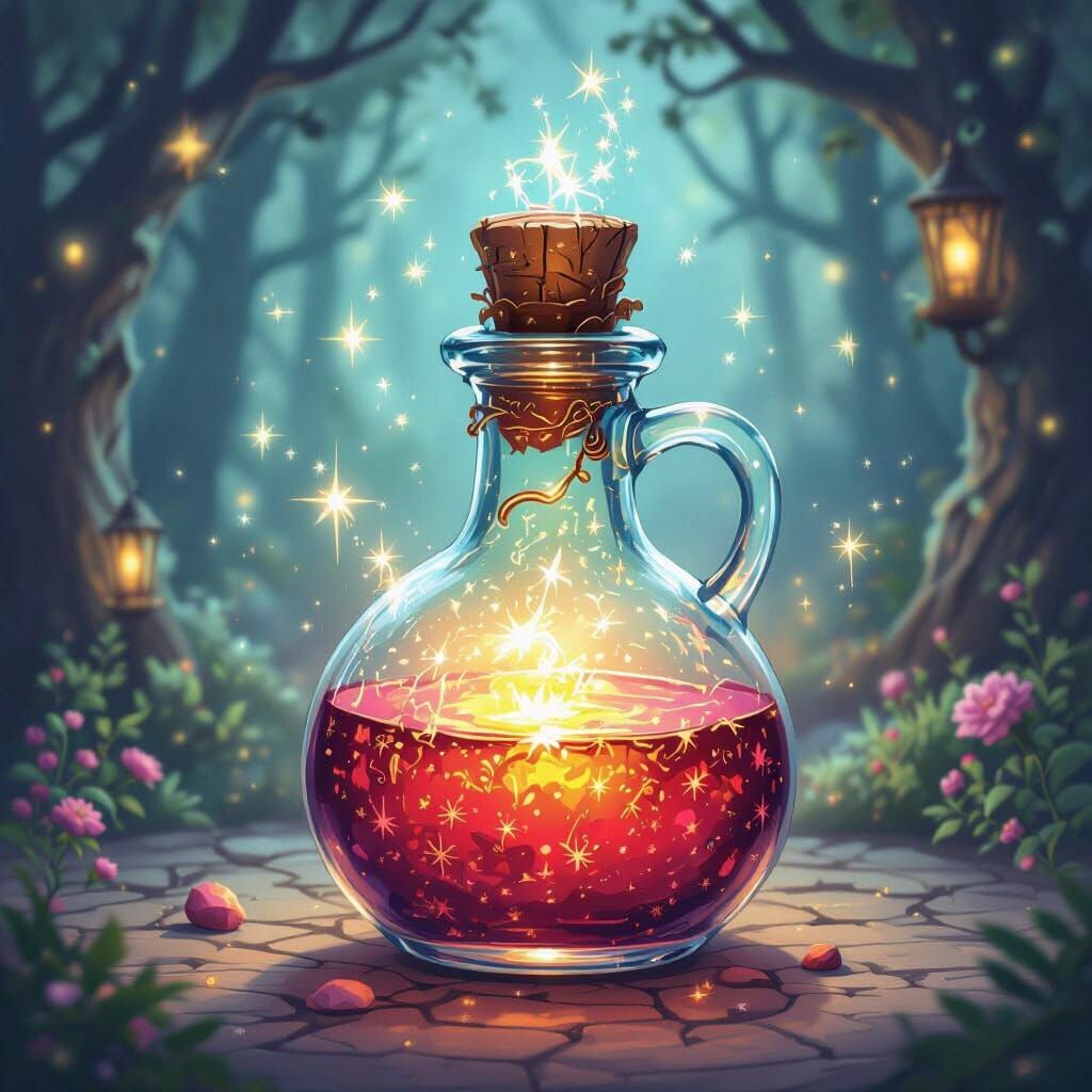Magical Potion Brewing in an Enchanted Flask