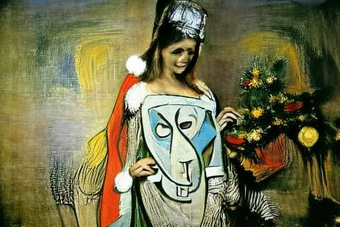 Christmas Maiden in Cubist Style