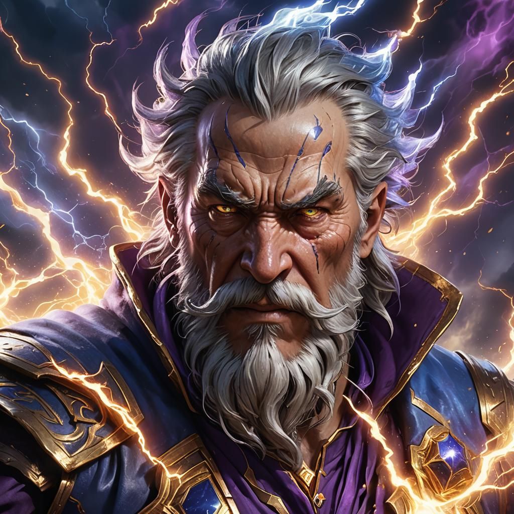 Mighty Mage Conjures Lightning in Hyperrealistic Art