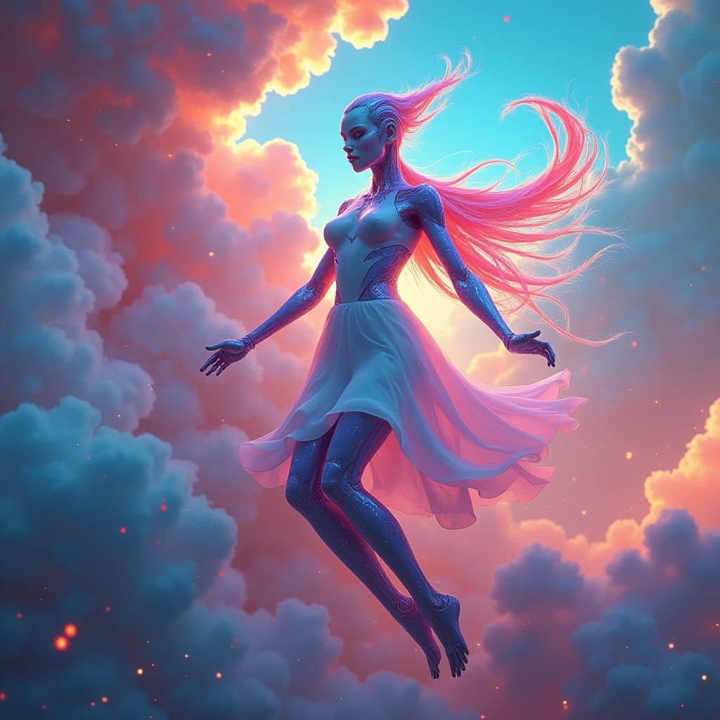 Ethereal Humanoid AI in Dreamlike Concept Art