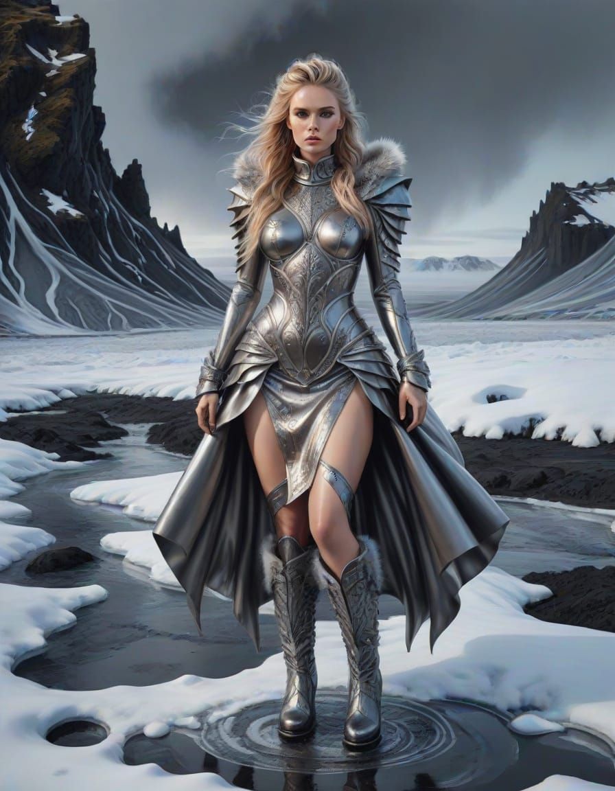 Ice Goddess in Luminous Latex Armor