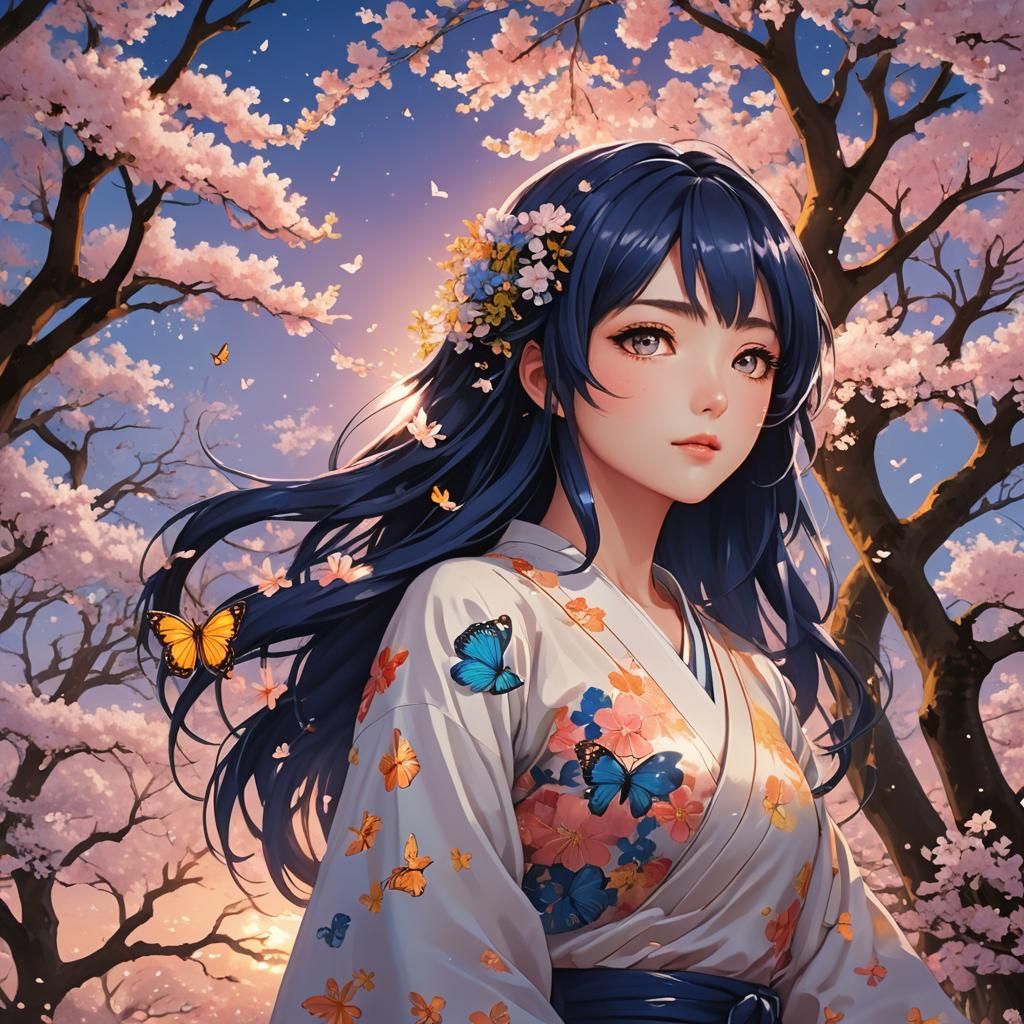 Anime Teen on Hill at Twilight