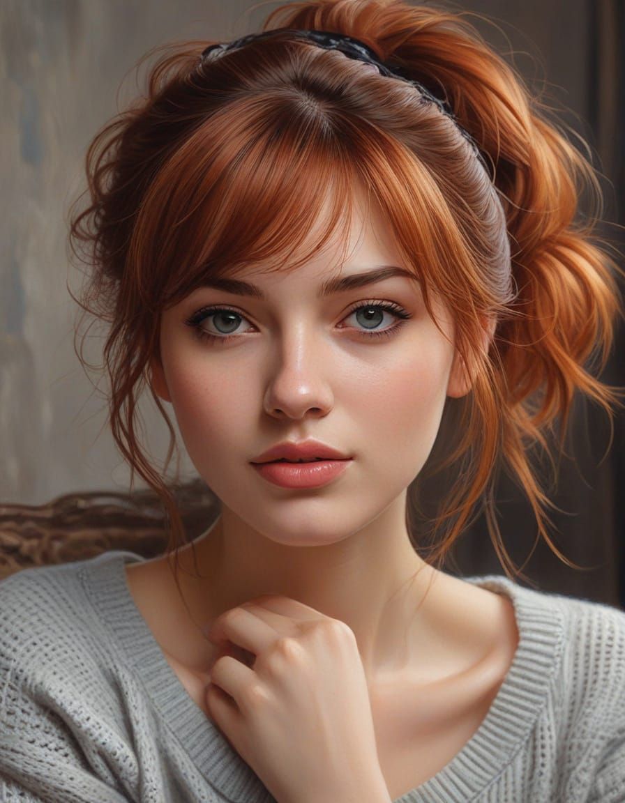 Surrealistic Portrait of a Beautiful Redheaded Woman