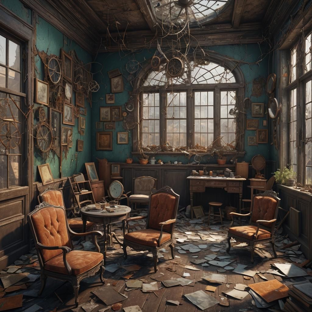 Abandoned House Hall in Detailed Matte Painting