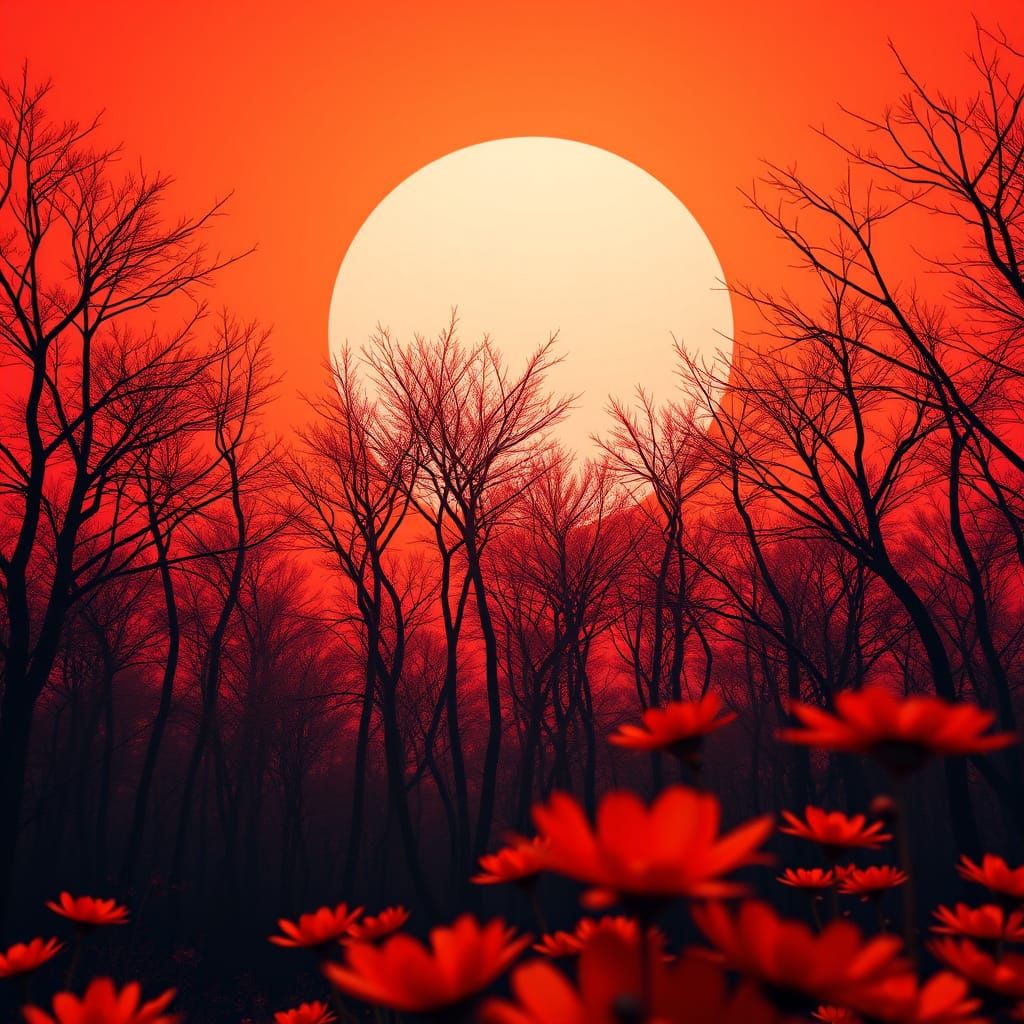 Vibrant Autumn Scene in 3D Anime Style