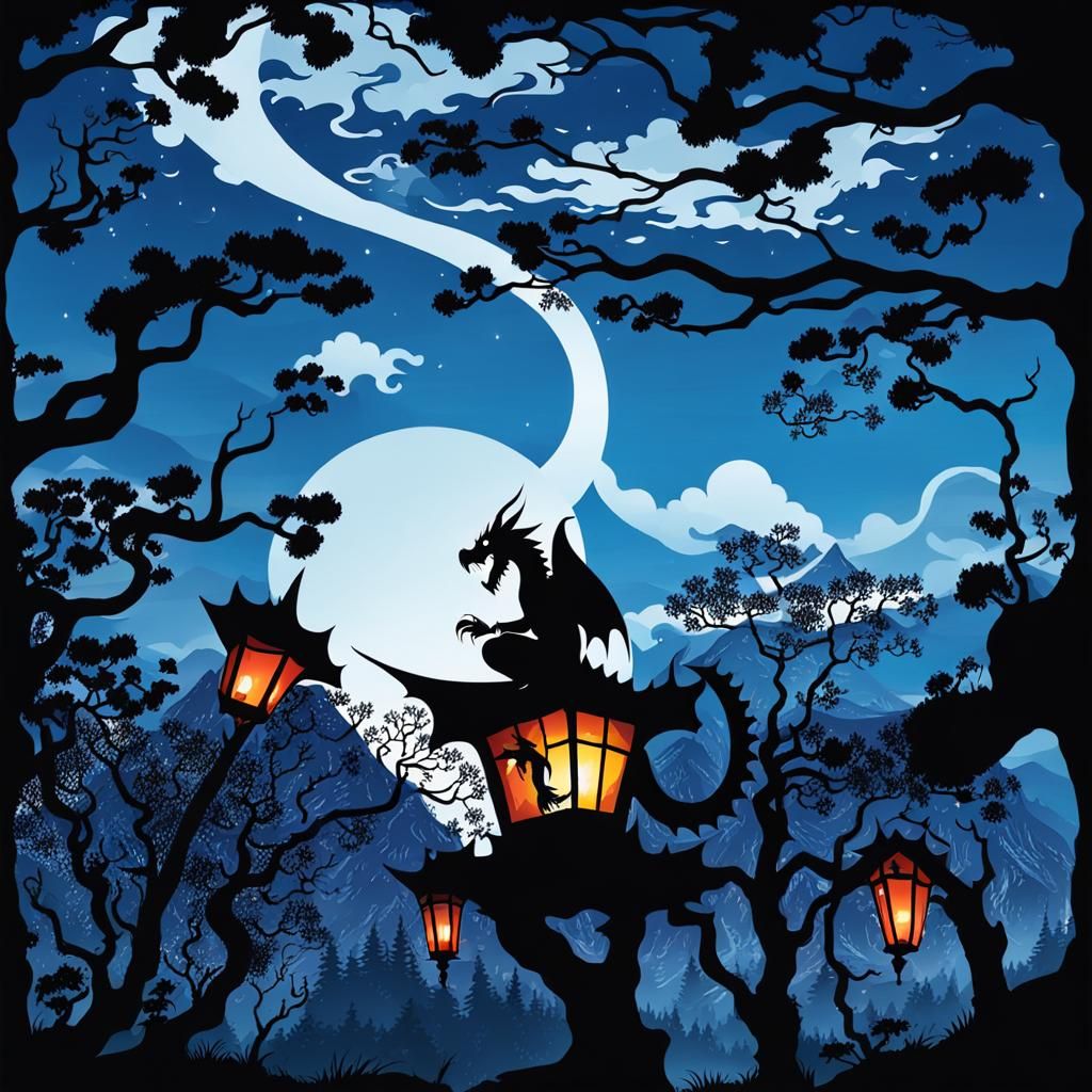 Dramatic Dragon Silhouette