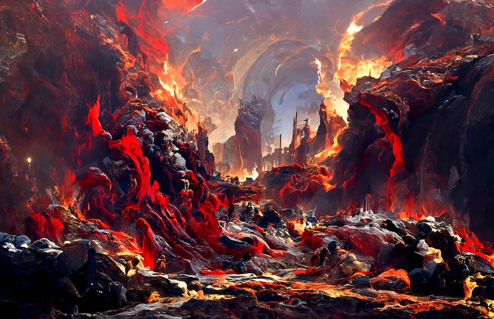 Immense Inferno: Blazing Hellscape Digital Illustration