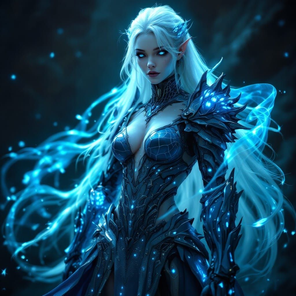 Ethereal Dragonfolk Warrior in Azure Plate Armor