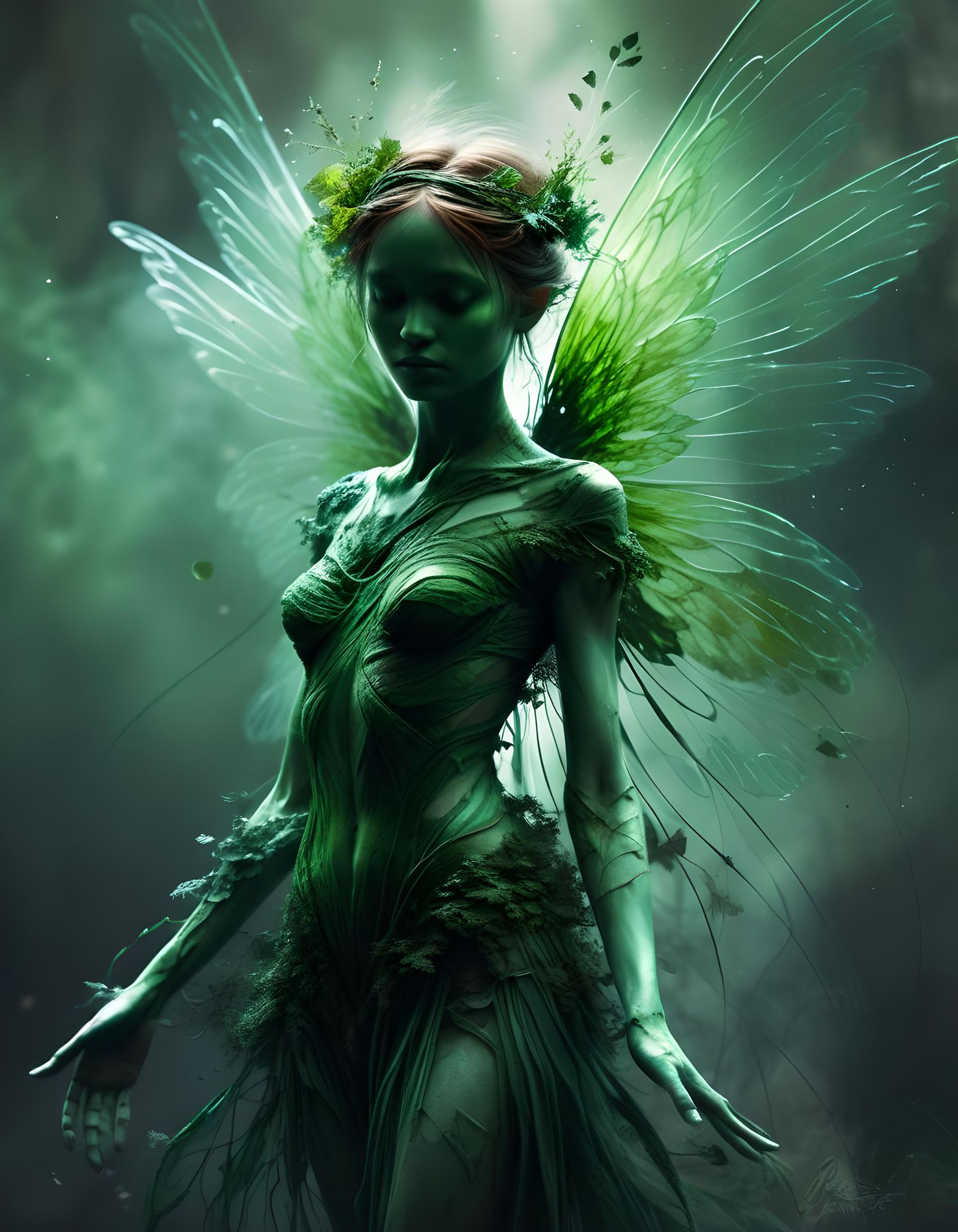 Ethereal Fairy Silhouette with Smoky Details