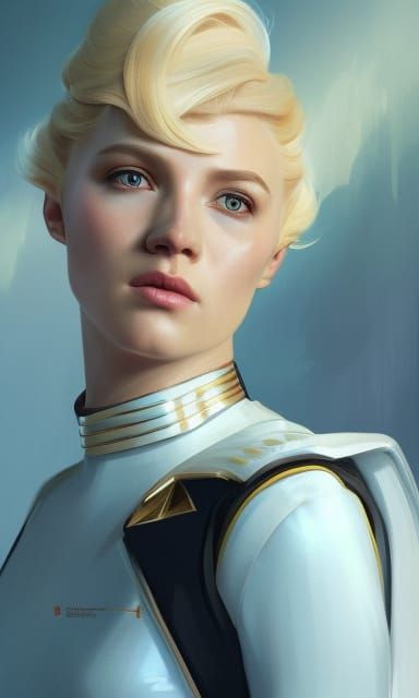 Blond Vulcan in Star Trek Uniform Portrait
