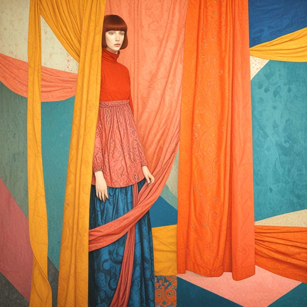 Vibrant Drapery in Abstract Composition