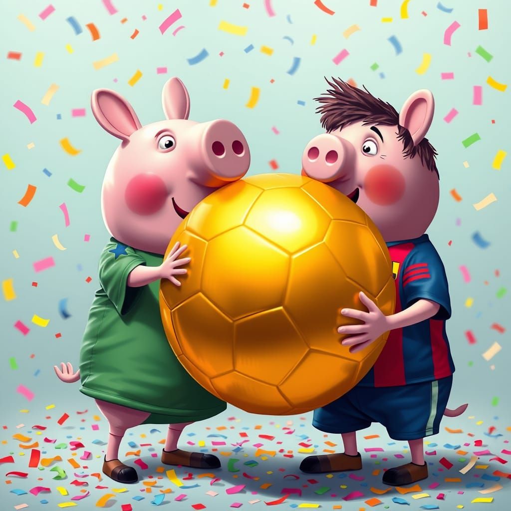 Pepa Pig and Messi Share Golden Chocolate Ball