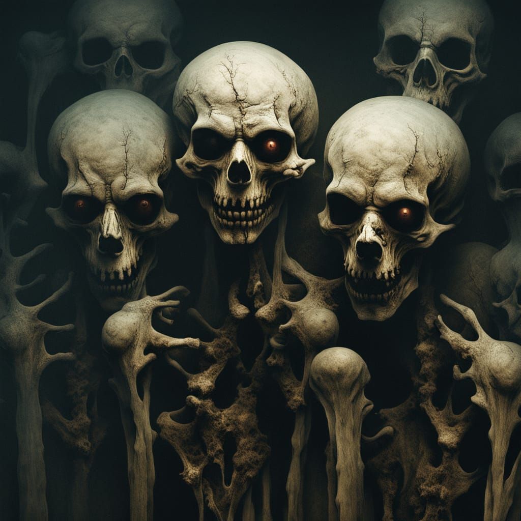 Surreal Clown Skull Portrait in Eerie Dystopian Style