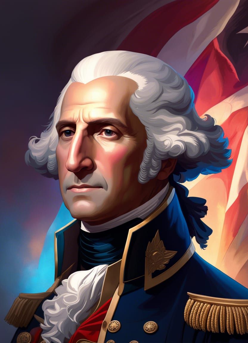 George Washington Portrait in Hyperdetailed Digital Art
