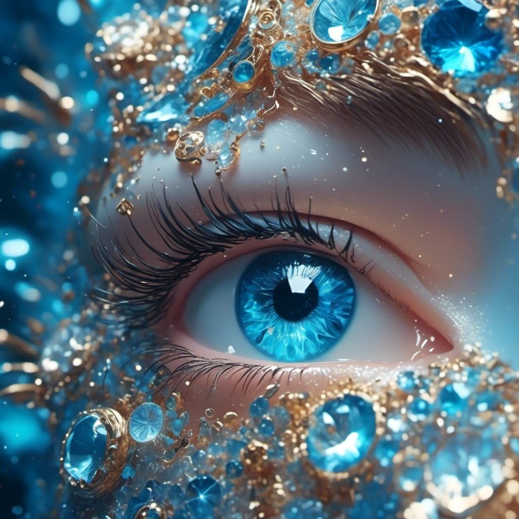 <lora:eye:1.0> A blue eyes and diamond