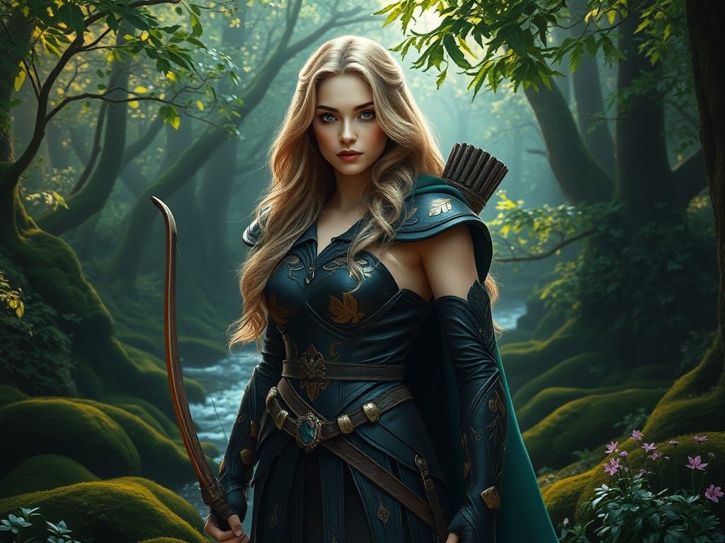 Ethereal Forest Guardian in Ancient Woodland Attire