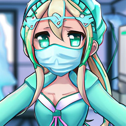 Anime Surgeon Girl in Operating Room, Detailed Style