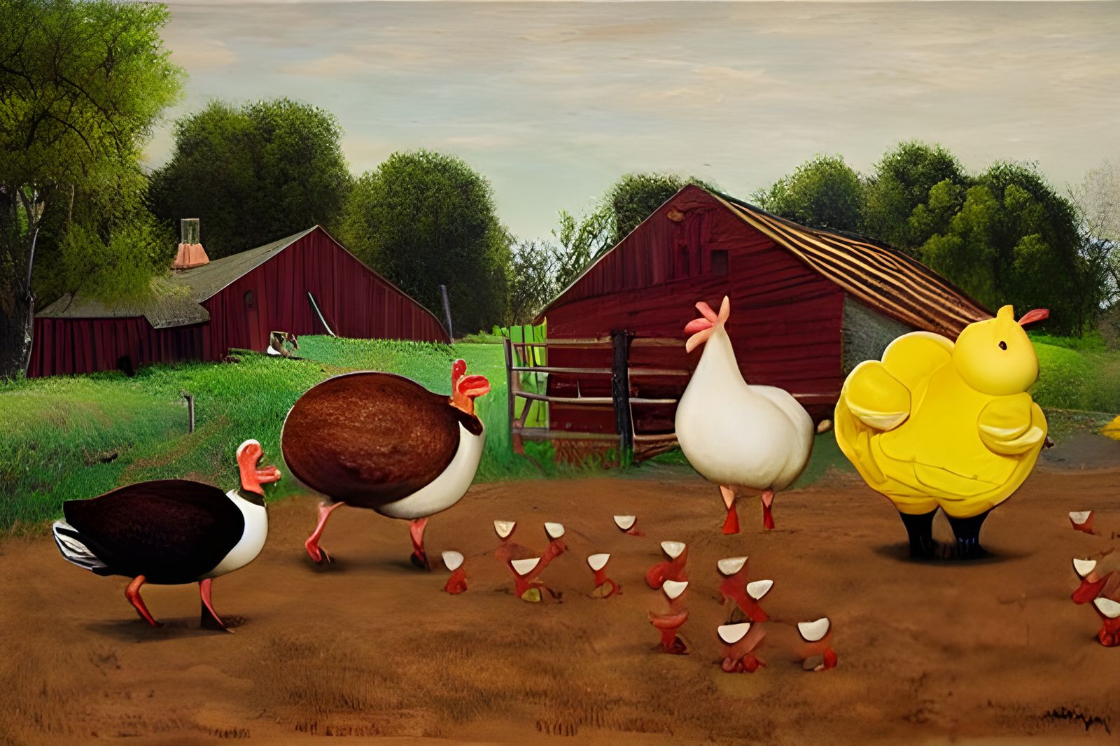 Big Taco in Barnyard: Oil Painting Style