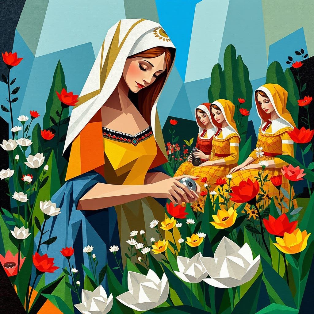 Mary's Garden in Cubist Art Deco Style