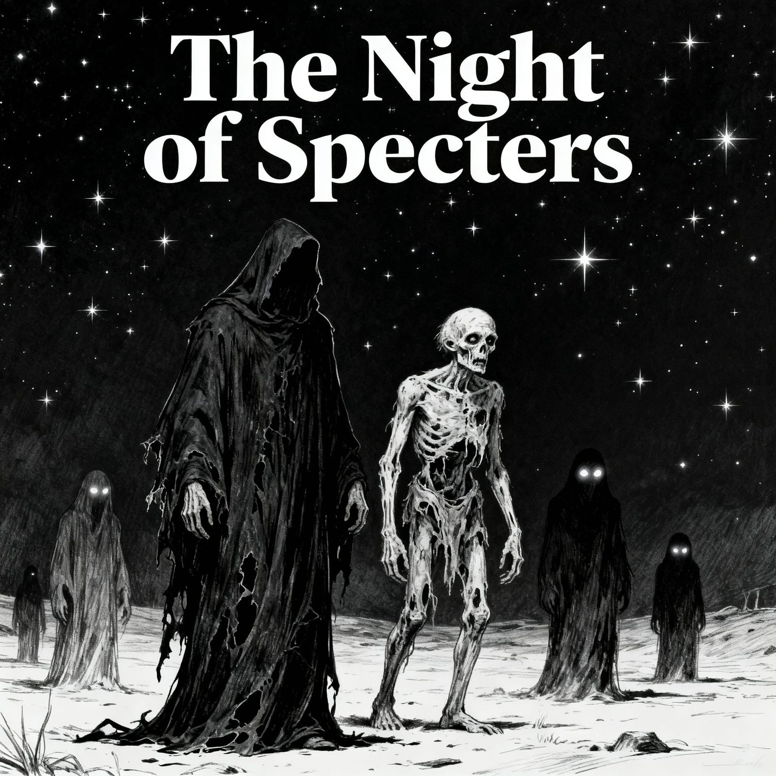 The Night of Specters: Realistic Pencil Art Poster