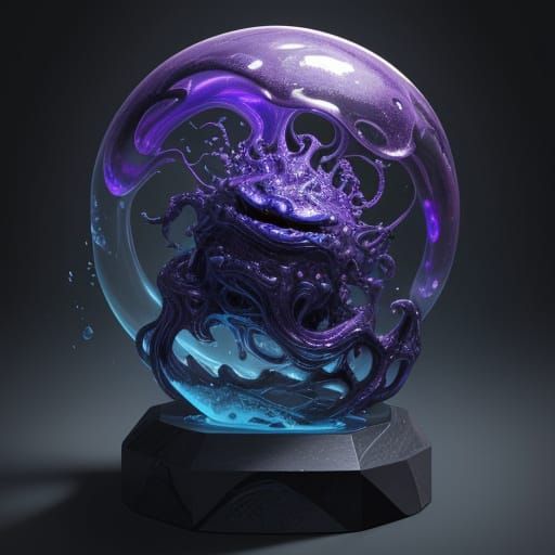 Hyperrealistic Purple Slime in Vibrant, Iridescent Glory