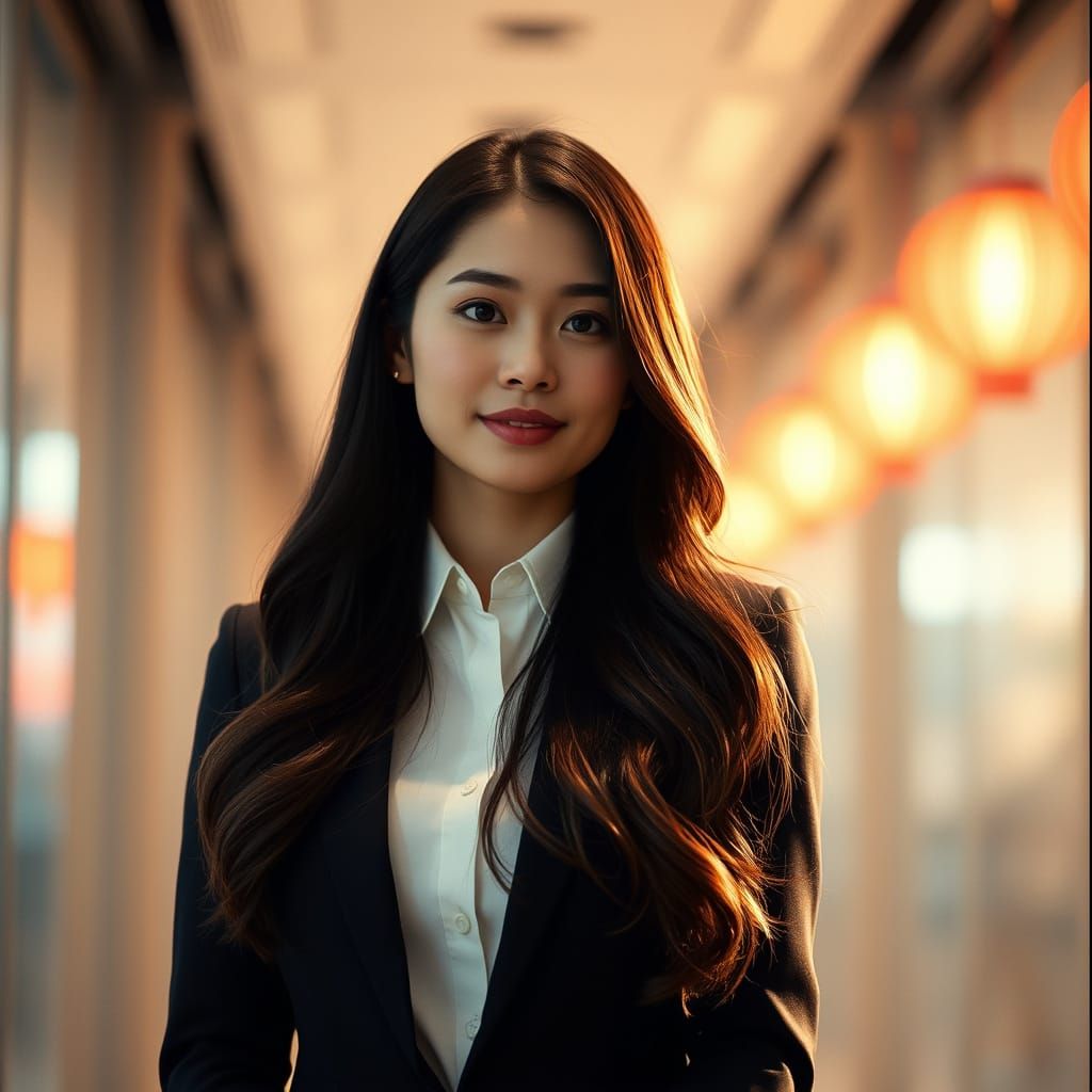 Confident Chinese Finance Director: Cinematic Film Still